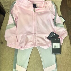 NWT Nike Light Pink and Gray Baby Tracksuit 18 Months Matching 2 Piece Set